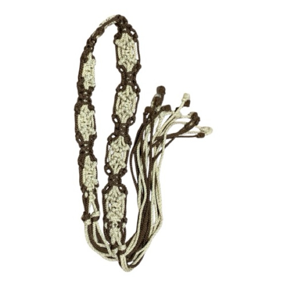 Vintage Brown and Cream Macrame Belt